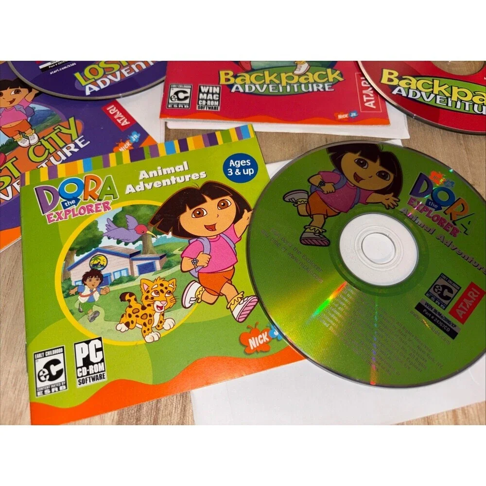 Vintage 3 Dora The Explorer Atari PC Games Animal Backpack Lost City Adventures